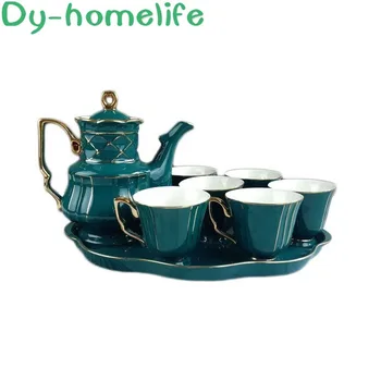 

Ceramic Coffee Tea Set Nordic Phnom Penh Green Bone China Coffee Pot Cup Tray Home Afternoon Tea Set Water Set Cold Kettle