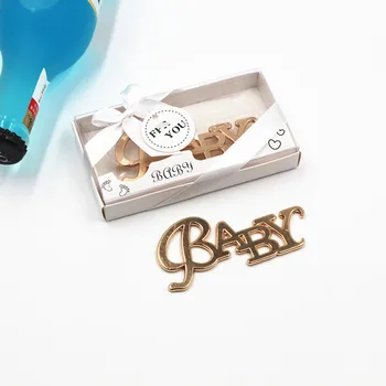 

10PCS Baby Shower Favors Gold Baby Design Bottle Opener In Gift Box Newborn Baptism Birthday Party Giveaways