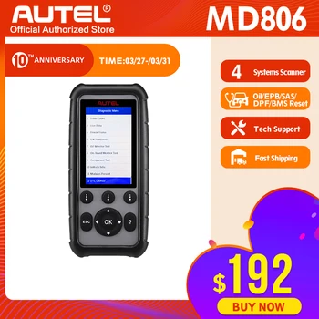 

Autel MaxiDiag MD806 OBDII Diagnostic Tool Car OBD OBD2 Scanner Automotive Code Reader update of MD808 MD802 EPB Oil Reset DPF