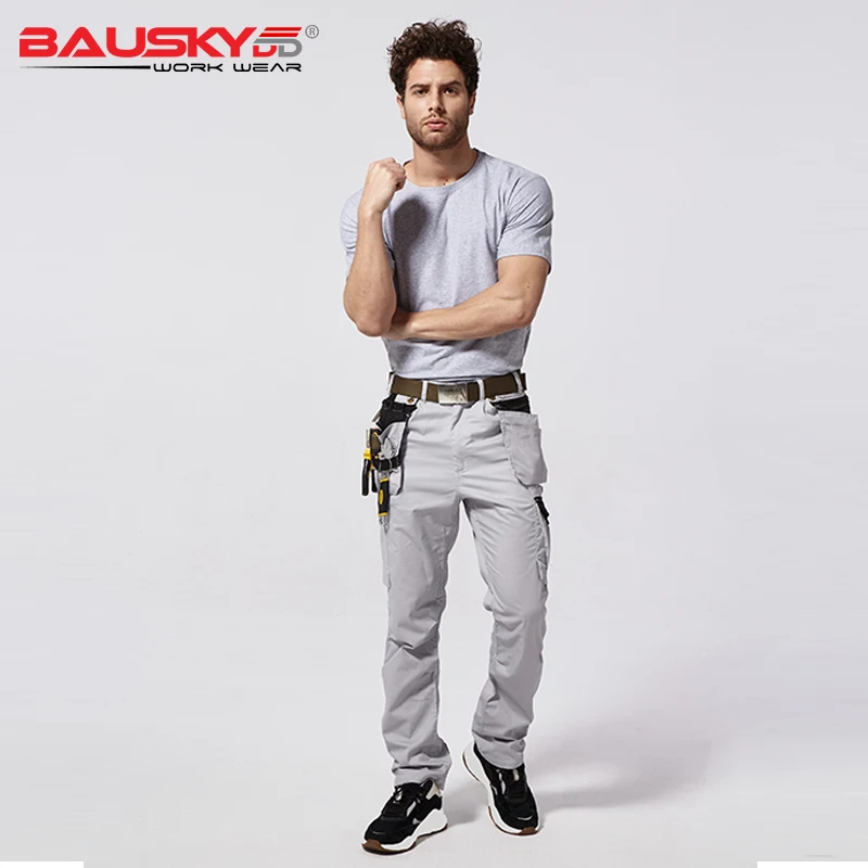 Bauskydd B218 рабочая одежда осень мужские рабочие брюки многофункциональный инструмент Карманы комбинезон для механика брюки Craftsman серый/синий