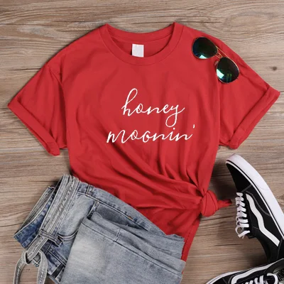 Red-White ONSEME Honeymoon Just sevened футболка s женские футболки Эстетическая одежда Топы женские футболки уличная женская футболка kawaii Q-684 - Цвет: Red-White