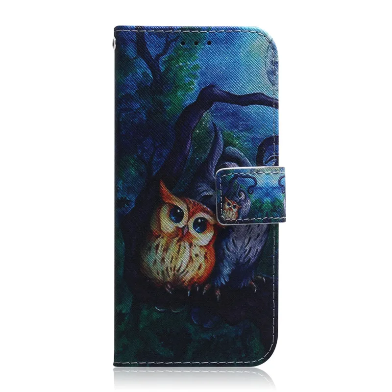 Чехол бумажник для Motorola Moto G8 Play откидной цветной волк тигр Лев сова собака со