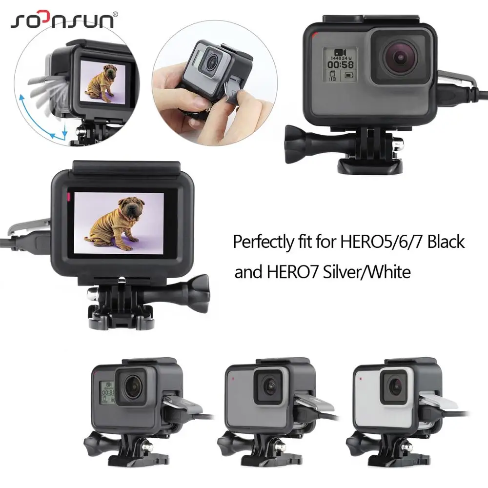 SOONSUN стандартная рамка защитный чехол для GoPro Hero 5 6 7 черный Go Pro HERO7 белый