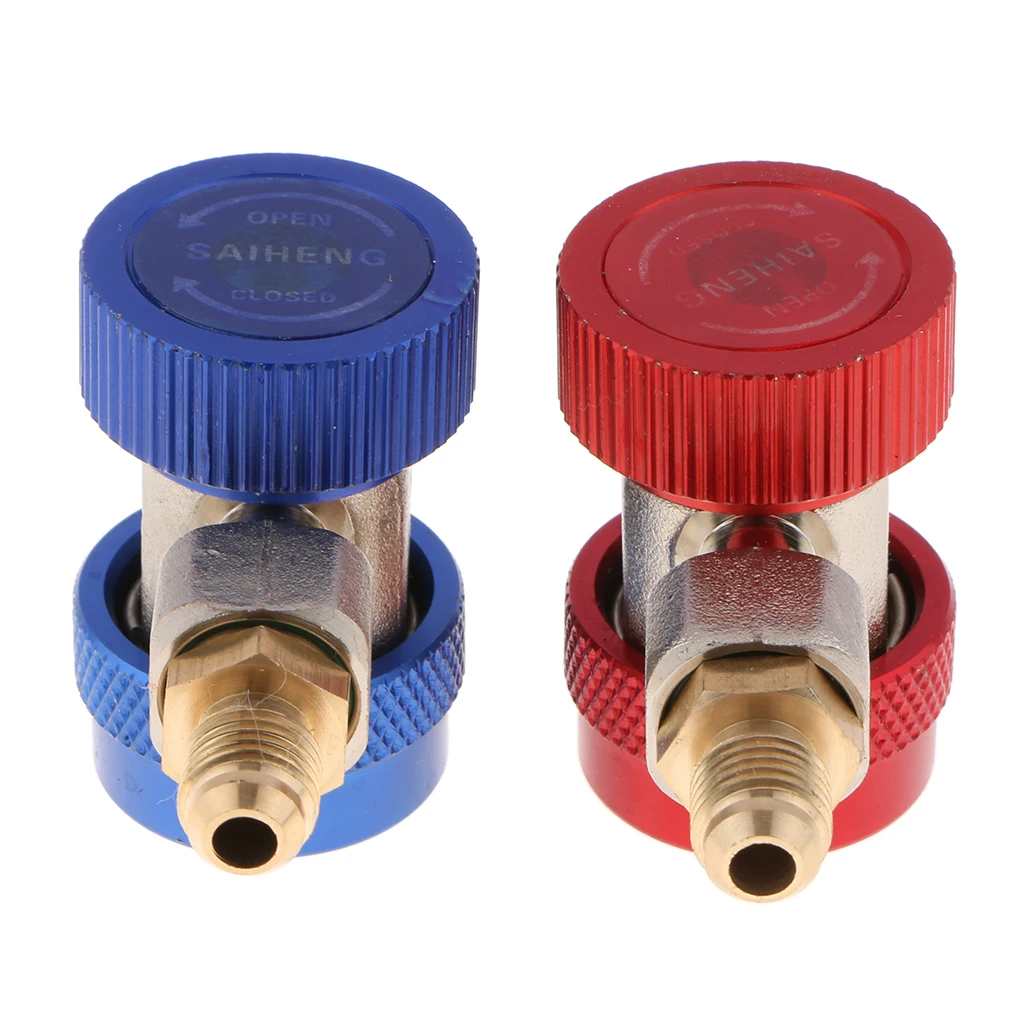 1 Pair R134A High/Low Auto Car Quick Coupler Connector Brass Adapters Air Conditioning Adjustable AC Manifold Gauge