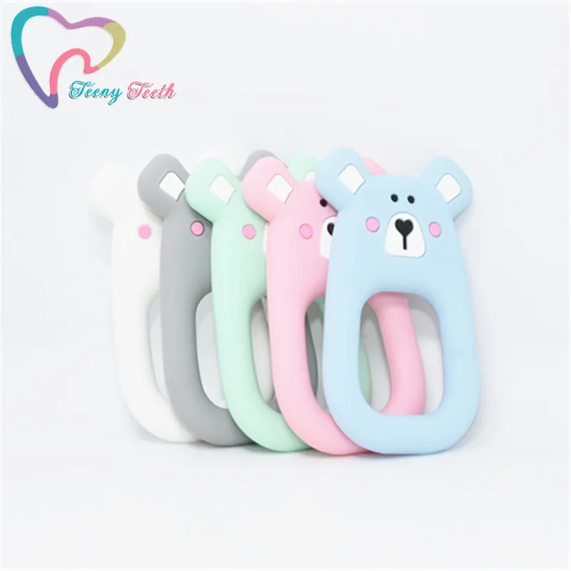 

2 PCS Silicone Teether Pendant Cartoon Bear Teething Necklace BPA Free Silicone Baby Pacifier Animal Bear Diy Nursing Jewelry