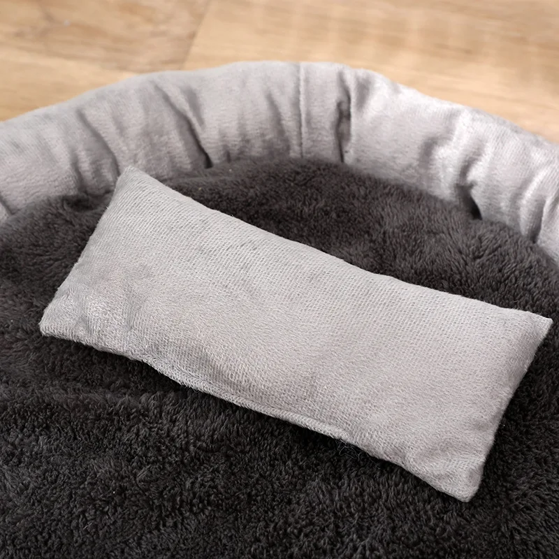 Круглые плюшевые кровати для собак кошек мягкая плюшевая длинная кровать для кошек круглая кровать для маленьких собак зимнее гнездо теплая кровать для сна коврик для ПУ