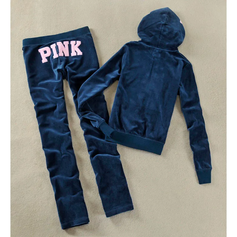 white co ord set Spring / Fall 2020 PINK Women's Brand Velvet fabric Tracksuits Velour suit women Track suit Hoodies and Pants SIZE S - XL sweat suits women