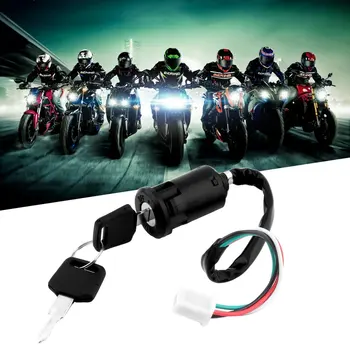 

Universal Motorcycle Scooter Security Power Ignition Switch With A Key 2 Files 4 Pin Wire Suitable For Honda For Yamaha