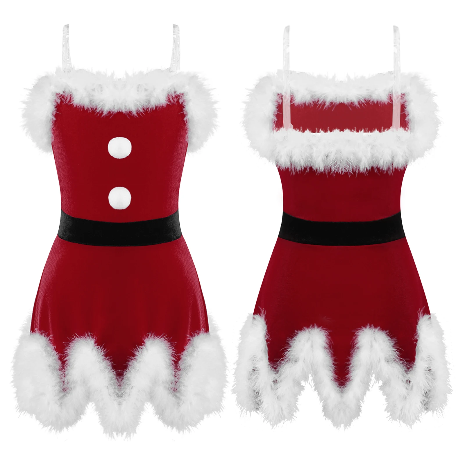 

Kids Girls Christmas Velvet Dress New Year Festival Santa Clause Cosplay Costumes Dress Kids Fancy Dress Up Party Roleplay Dress