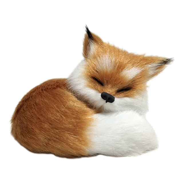 Fox Toy Figure Plush Figurine w/ Artificial Fur Toy Mascot for Bedroom Tabletop 87HD 2