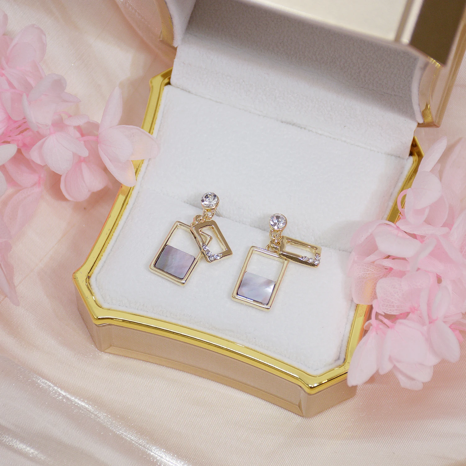 JUWANG Earring For Women Die Shell Elegant 14k Real Gold Luxury Crystal Zircon Temperament Geometric Simple Earring New Products - Image 4