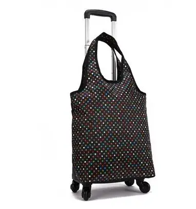 Maleta de mano con ruedas para mujer, ideal para ir de compras o de viaje. Bolso de hombro con ruedas, bolsa de la compra con ruedas._voghion.com
