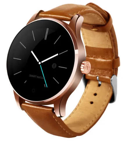 RoseG Brown leather Smarcent K88H умные часы Bluetooth монитор сердечного ритма трек наручные часы Шагомер Смарт-часы с функцией набора телефона для Android IOS - Цвет: RoseG Brown leather