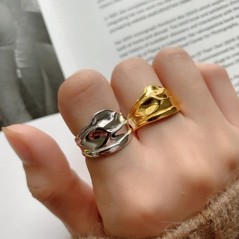 

Silvology 925 Sterling Silver Irregular Concave Rings Tin Foil Texture Japan Korea Fashionable Rings for Women Office Jewelry