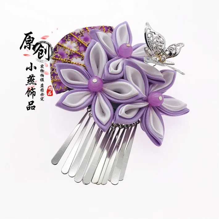 Японская винтажная ручная фиолетовая заколка для волос с кисточками SAKURA шпилька аксессуары для кимоно hanfu аксессуары firkete/Horquilla