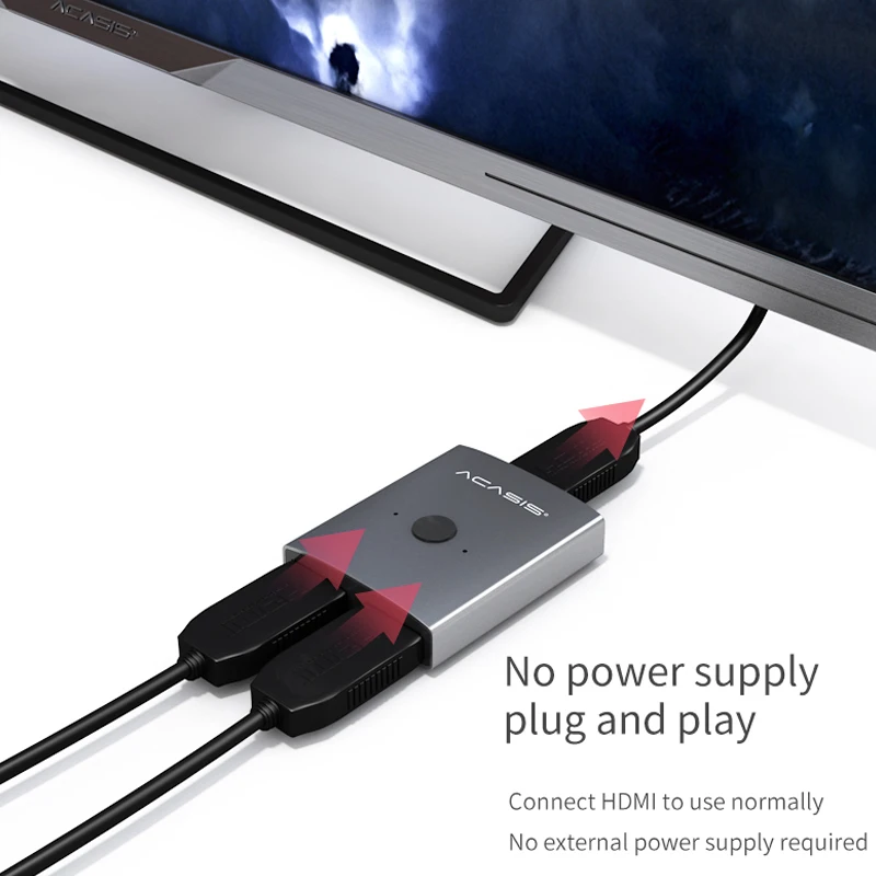ACASIS HDMI разветвитель 4K HDMI переключатель Би-направления 1X2/2X1 адаптер HDMI коммутатор 2 в 1 выход для PS4/3 ТВ коробка HDMI переключатель