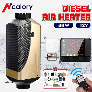 

8KW 12V/24V Car Heater Parking Air Diesel Heater New LCD Monitor with Remote Control + Silencer For Motorhome RV Trucks Bus Boat
