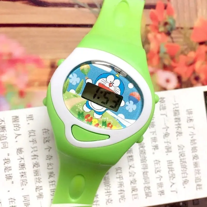 Doraemon силикагель группа мультфильм дети ding dang кошка мальчик светодиодный электронный досуг - Цвет: Зеленый