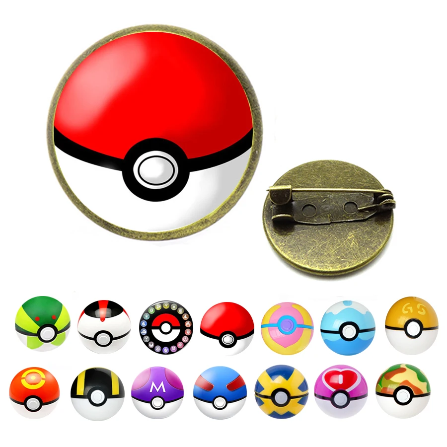 Pokeball Броши с изображением эльфа мяч покебалл Стекло булавка с кабошоном аниме ювелирные изделия для мальчиков и девочек, детская Очаровательная Cc брошь ювелирные изделия