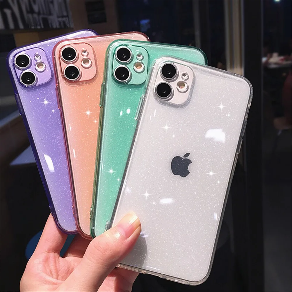 Candy Color Glitter Transparent Phone Case For iPhone 13 11 12 Pro 12 Mini X XR XS Max SE 2020 7 8 Plus 6 6s Soft Silicone Cover iphone 13 wallet case