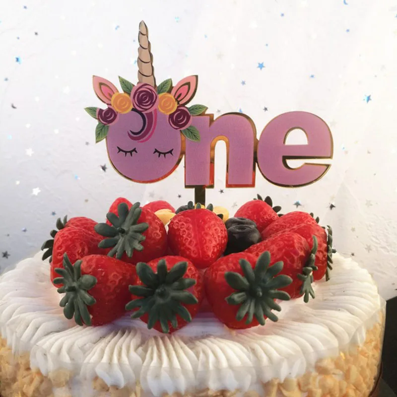 

1 Pcs One Unicorn Acrylic Cake Topper Baby Shower Acrylic Cupcake Topper For Kids First Birthday Party Cake Decorations Supplies