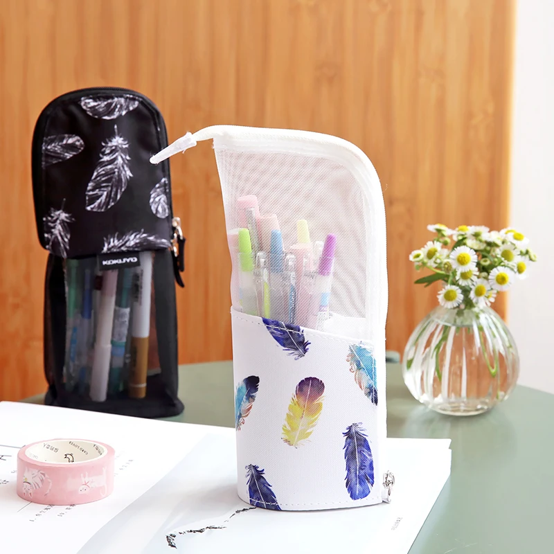 

1pc Mesh Pencil Case Portable Pencil Cartridge Vertical Stationery Bag Pen Box School Case
