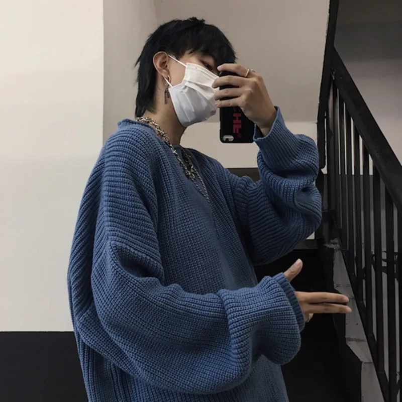Winter Thick Sweater Men's Warm Fashion Solid Color O-neck Knit Pullover Man Streetwear Wild Loose Couple Sweater Clothes