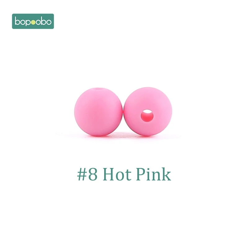 Hot Pink Bopoobo 30 шт. Силиконовые Бусины 9 мм силиконовые детские товары для прорезывания зубов жевательные соска, зажимы для цепи крошечные бусины для грызунов детские игрушки для прорезывания зубов - Цвет: Hot Pink
