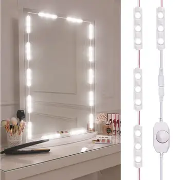 

DC 12V Led Makeup Mirror Light Headlight Hollywood Makeup Vanity Lights USB Wall Lamp 60Pcs Dimmable Dressing Table Mirror Lamp
