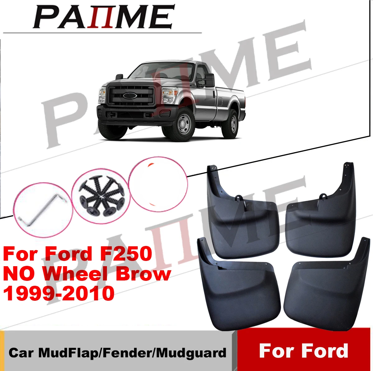 

4Pcs Mud Flaps Mudflaps Splash Guards Fender Flares Front Rear for ford f250 no wheel brow 1999-2010 YC101011