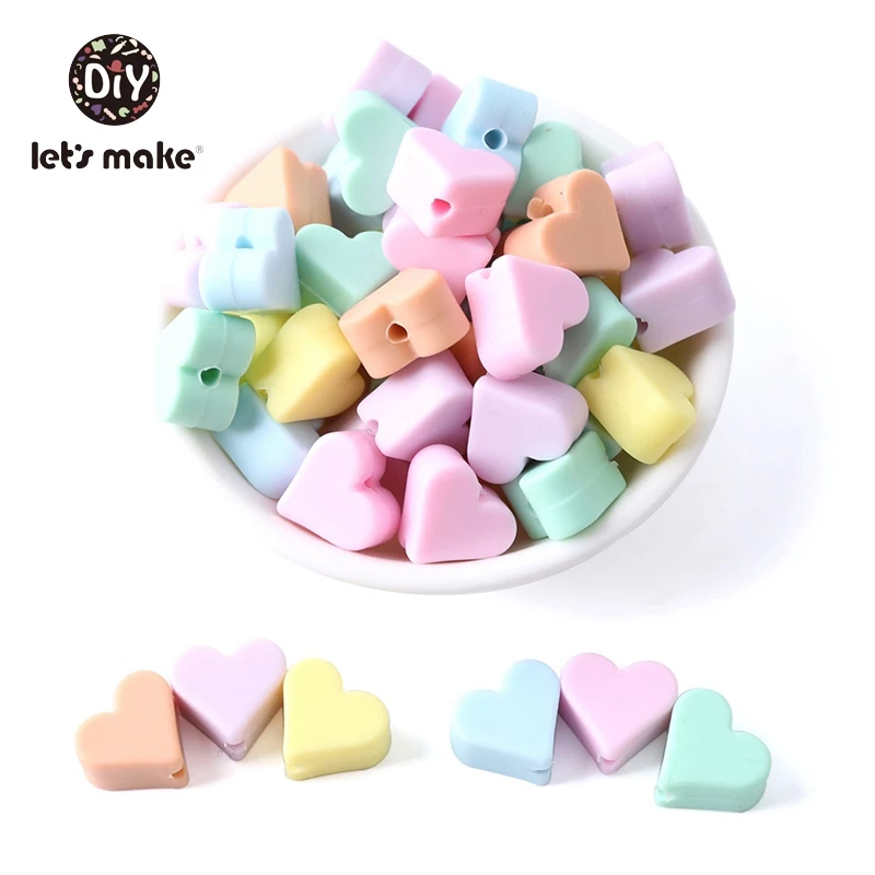 heart type B Давайте сделаем набор силиконовых бусин, детские игрушки грызунки, 20 шт., сделай сам, мини-звезда, сердце, корона, Набор предметов, пищевая, ПВХ,, детские товары - Цвет: heart type B