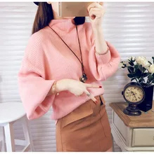 2019 Autumn Winter Women Knitted Turtleneck Thick Sweater Casual Puff Sleeve Loose Red Jumper Sweater Femme Elasticity Pullovers 2019 Autumn Winter Women Knitted Turtleneck Thick Sweater Casual Puff Sleeve Loose Red Jumper Sweater Femme Elasticity Pullovers