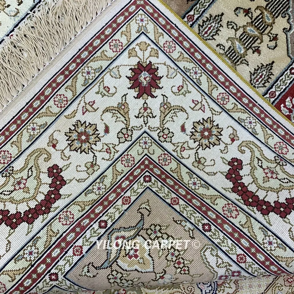 Yilong 3'x5' Восточный шелковый ковер сад изысканный ручной работы Шелк персидский ковер(HF227B