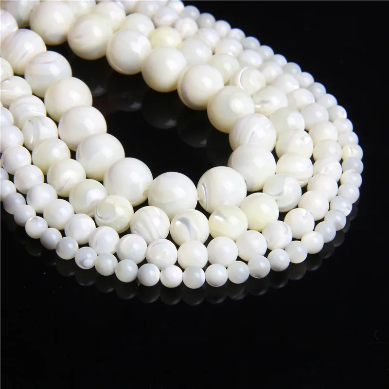 Round Beads Mother of Pearl Shell 4-12mm Trochus Natural Shell Loose Beads Jewelry Making Bracelet DIY Necklace Accessories