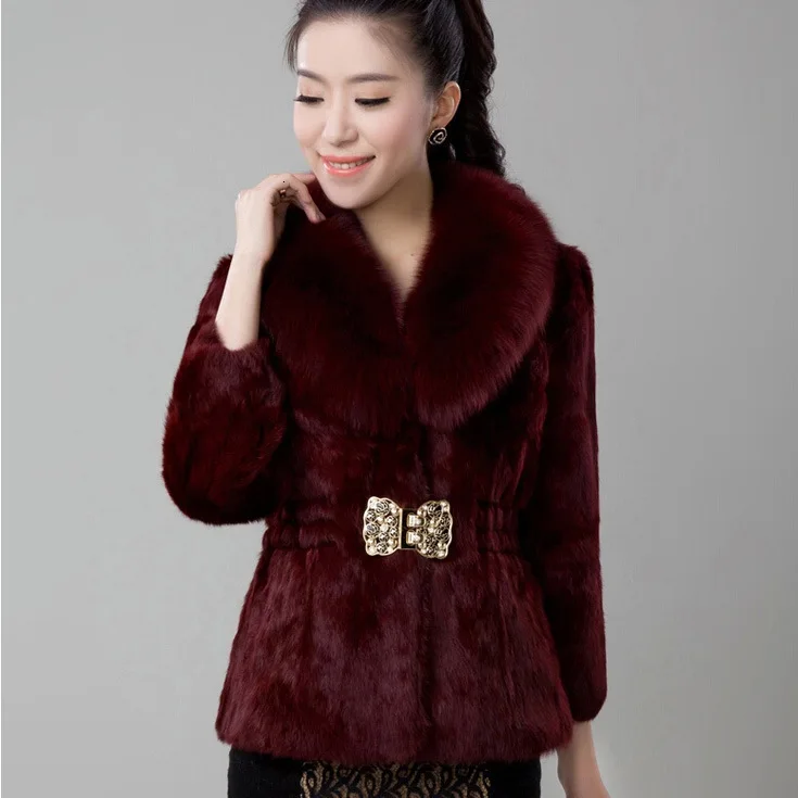 Кожаное меховое Свободное пальто для женщин, кроличий короткий Лисий кожаный мех, тонкое пальто Teddybear, меховое пальто для женщин, зимнее пальто для женщин