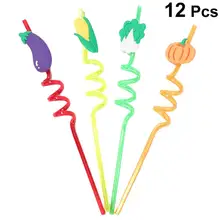 16 шт многоразовые соломинки для питья растительный дизайн жесткие ПВХ соломинки хрустальные Красочные вихревые соломинки для оформление коктейлей бар Вечерние