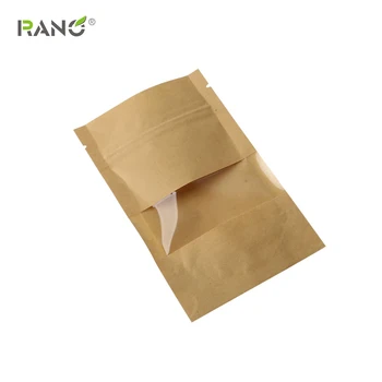

RANO 10pcs Boutique Zip Lock Brown Kraft Paper Gift Candy Window Packaging Bag Recyclable Food Bread Party Shopping Bags