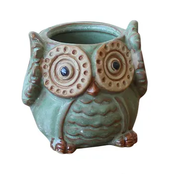 

Cartoon Owl-shaped Flower Pot For Succulents Plants Ceramic Small Mini Home Office Garden Fleshy Plants Terrarium Decorations
