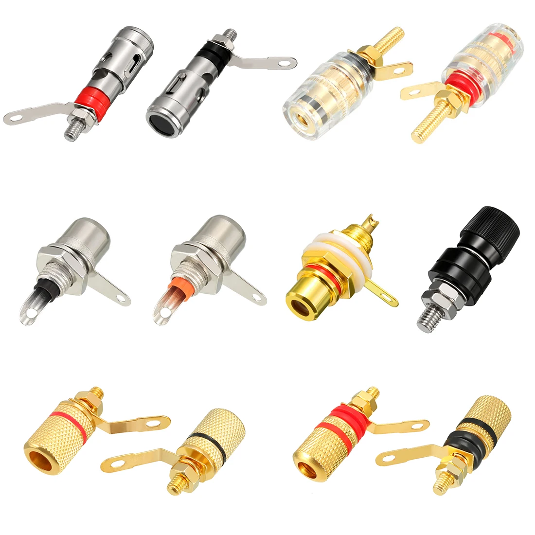 

uxcell 1/2/4/5/10 Pcs Audio Speaker Terminal Connectors Binding Post 4/8mm Banana Jack Outlet locked terminal Golden Sliver