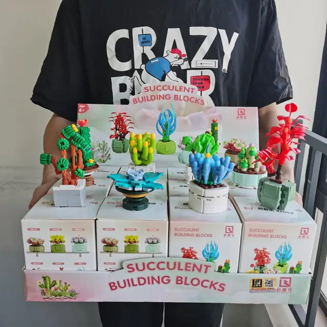 2022 1PCS Blind box toys DIY Building Block flower Succulents plant Children Assemble small Brick Gifts Kids Toy for boys girls 3