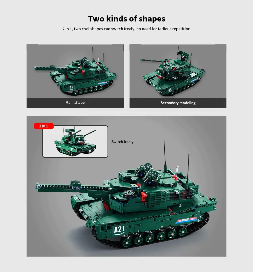 CaDA 1:20 C61001W 1498 шт. блоки здания собранные rc танк M1A2 автомобильные танки дистанционного управления игрушки для детей