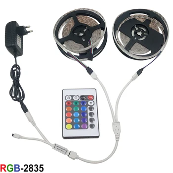 

Led Strip Light 2835 SMD LED Tape 5M 10M 3528 Flexible Home mounted RGB lamp Tape+24key Controller+LED Ribbon DC12V Power Supply