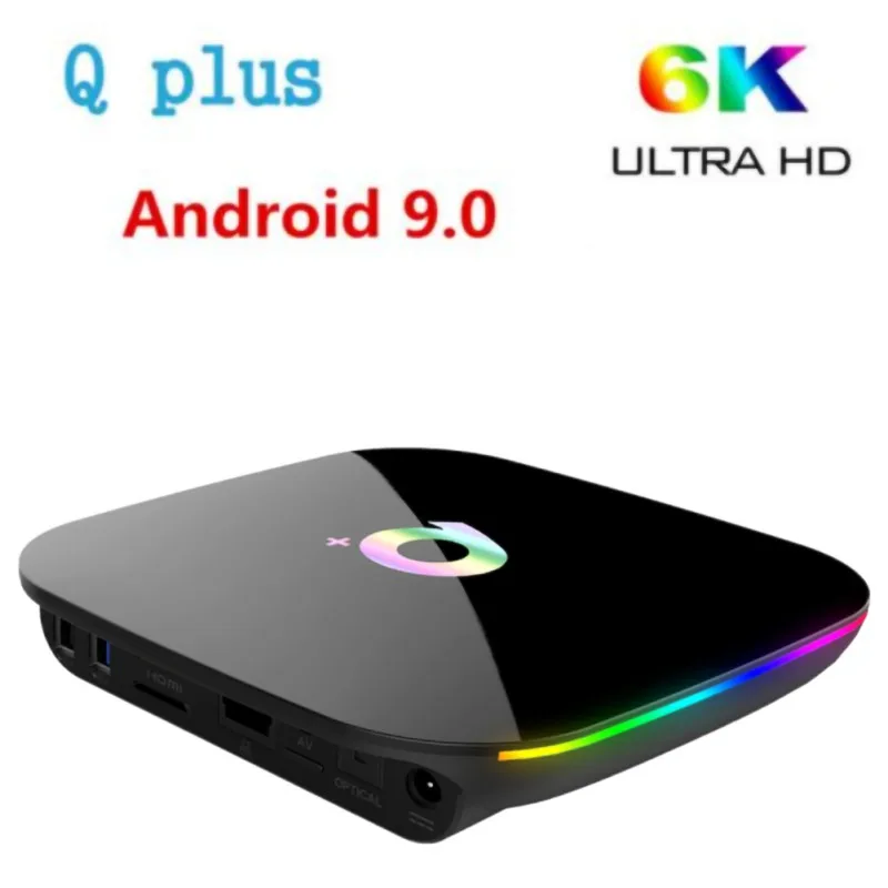 Q Plus 4 Гб+ 32 ГБ Смарт ТВ приставка Android 9,0 H6 четырехъядерный 6K USB3.0 WiFi 3D HD медиа