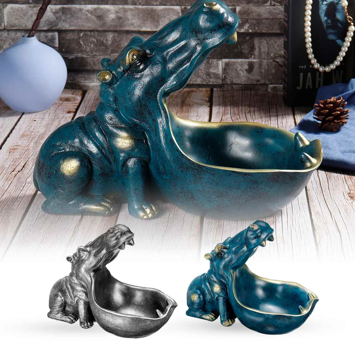 Большая резиновая фигурка Hippopotamus для украшения дома офиса отеля настольная животное современное ремесло гиппопотамус декоративная статуэтка