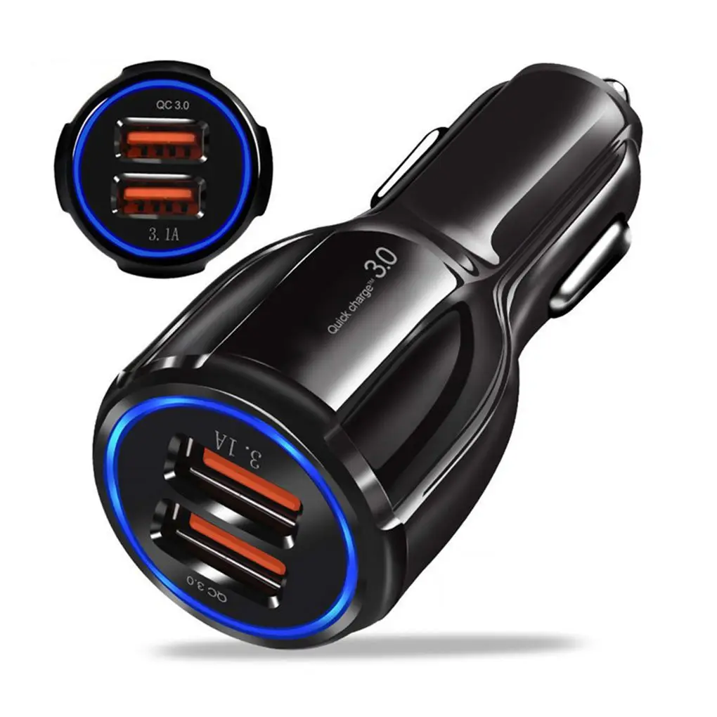 Usb Автомобильное зарядное устройство QC 3,0 5V 3.1A Универсальный двойной Usb быстрый мобильный телефон автомобильный зарядный адаптер для samsung