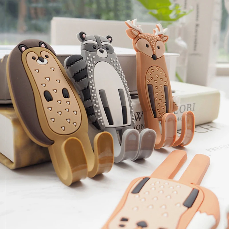 Animal Multi-Purpose Hooks Fridge Kitchen reused use Hook can Washed wall Holder Removable Seamless Sticking hook home decor