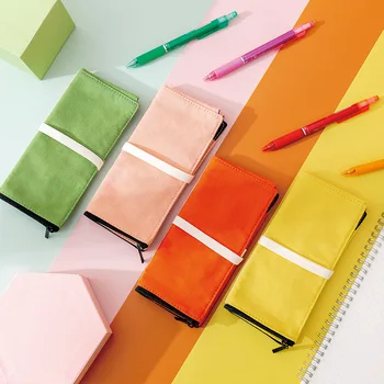 

Retro folding pen bag creative male and female students insert pen bag stationery storage canvas pencil box wholesale