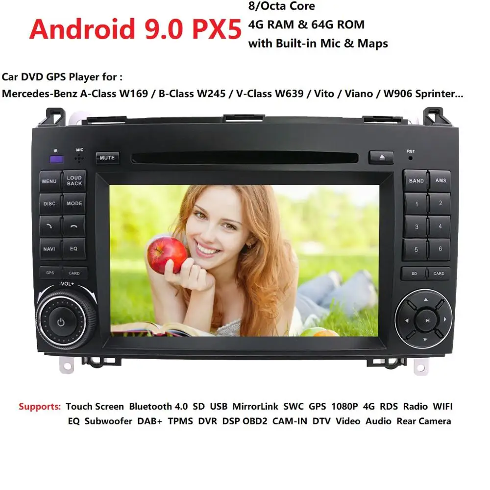 Sale PX5 4G Car DVD Player GPS Navigation For Mercedes Benz Sprinter W209 W169 W245 Viano Vito B-Class B150 B170 B200 A160 A180 Radio 5