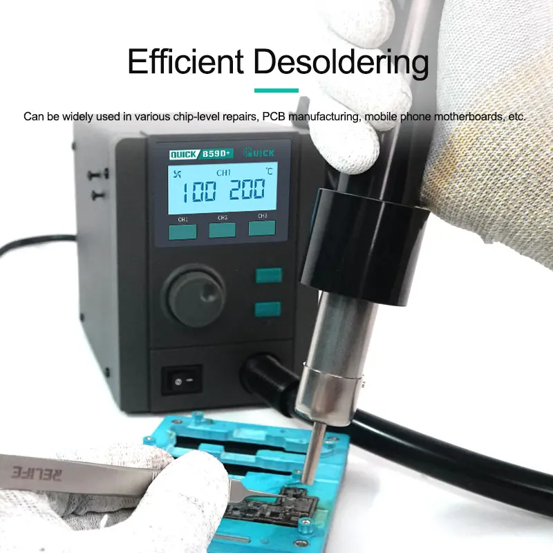 NEW QUICK 859D+Soldering station Upgrade 857DW+ Rework Station Heat Gun LCD Intelligent Lead-free Hot air desoldering Station best soldering iron for electronics