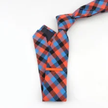 Набор галстуков и зажимов, Модный хлопковый клетчатый галстук 6 см, яркие Галстуки, клипсы на застежке, яркие аксессуары для мужской одежды